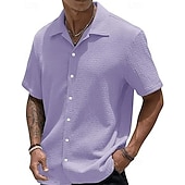 economico camicia da uomo con bottoni-Per uomo Camicia Camicia Estiva Camicia casual Camicia da Spiaggia Camicia con Bottoni Marrone Scuro Nero Bianco Verde chiaro Rosa Manica Corta Semplice Bavero Vacanza Camicia hawaiana Abbigliamento