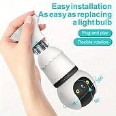tanie Kamery IP wewnętrzne-Kamera monitorująca 4-megapikselowa z żarówką, Wi-Fi, 2K, bezprzewodowa, do użytku zewnętrznego/wewnętrznego, pełnokolorowa, dzień/noc, łatwa w instalacji, wykrywanie ruchu, pełnokolorowa, wizja nocna