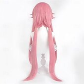 economico Parrucche Anime-parrucca rosa da donna, capelli sintetici per feste, lunghezza 80 cm