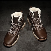 abordables Botas de invierno y nieve-Botas de trabajo clásicas con cordones de piel sintética color tostado para hombre: botines de seguridad duraderos para exteriores, construcción, senderismo y uso diario.