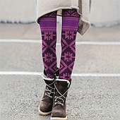 economico -Per donna Pantaloni Leggings Leggings comodi Casual Boho Lunghezza intera Vita Alta Geometrico Elastico in vita Stampato Traspirabilità Confortevole Elasticizzato Vacanza Streetwear Abbigliamento