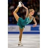 abordables Vestidos de Patinaje Artístico-Vestido de patinaje artístico Mujer Chica Patinaje Sobre Hielo Vestidos Verde Espalda Abierta Costura asimétrica Malla Alta elasticidad Entrenamiento Competición Ropa de Patinaje Clásico Cristal