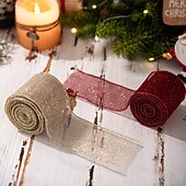 abordables Emballage cadeau-3 rouleaux de ruban de Noël câblé, nœud décoratif à faire soi-même, ruban de satin en maille rouge, décoration de boîte cadeau, fournitures d&#039;artisanat de vacances, ornement d&#039;arbre de Noël et
