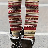  Dames Broeken Leggings Gezellige leggings Vintage Etnische stijl Volledige lengte Hoge taille Gestreept Elastische taille Afdrukken Ademend Comfortabel Rekbaar Vakantie Straat Alledaagse kleding