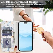 Недорогие Чехлы для iPhone-телефон Кейс для Назначение iPhone 16 Pro Max Plus 15 14 Pro Max Plus 16e 13 Pro Max Кошелек для карт Магнитный Разъем для карты Защита от удара Ретро Цветочный Цветочный ПК Кожа PU