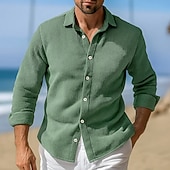 economico camicia da uomo con bottoni-Per uomo Camicia Camicia Estiva Camicia di Velluto a Coste Camicia con Bottoni Rosa Blu Viola Verde Manica Lunga Semplice Colletto Collo ripiegato Casuale Quotidiano Bottonato Abbigliamento Moda