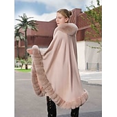 billige Pelssjal-Pelssjal Elegant Hold Varm Ermeløs Flaggermusermer Polyester Bryllup Wrap Med Ren Farge Til Spesiell Leilighet Høst vinter