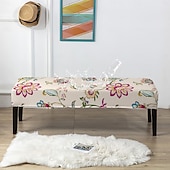baratos Cobertura de Sofa-Capas de assento de banco impressas de 1/4/6 peças, capas de poliéster elastano à prova d&#039;água, protetor de móveis elásticos e laváveis para sala de jantar, quarto e sala de estar