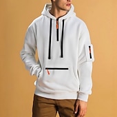 preiswerte Basic-Hoodies für Herren-Herren Kapuzensweatshirt Viertelreißverschluss Kapuzensweatshirt Fleece Kapuzensweatshirt Schwarz Weiß Marineblau Khaki Hellgrau Mit Kapuze Einfach Tasche Sport &amp; Outdoor Täglich Ferien Polyester