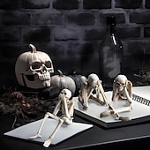 levne Halloweenové závěsné a stolní dekorace-3 ks halloweenská simulace krbu, kombinace lebek, halloweenské sochy, vidět, mluvit, slyšet, žádné zlo, kostlivé figurky, realistické dekorace lebek pro domov, strašidelný dům, halloweenská párty