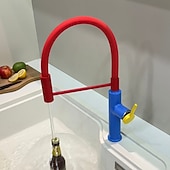 abordables Robinets de cuisine-Robinet de cuisine - Poignée unique à un trou Électroplaqué / Finitions peintes Extractible / Rétractable / Bec Standard / Arc haut / haut Ensemble central Moderne Contemporain Kitchen Taps