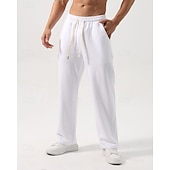 cheap Straight Leg-Men's Sweatpants Trousers Straight Leg Sweatpants Drawstring Pocket Elastic Waist Plain Comfort Sports Outdoor Daily Fashion Casual Black White Micro-elastic