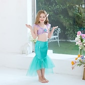 preiswerte Halloweenkostüme für Mädchen-Mädchenkleid Meerjungfrau ärmellos Performance Halloweenkleid Cosplay Kostüm süß Polyester Sommer 4-7 Jahre mehrfarbig blau lila Performance Party Halloween einfache Halloweenkostüme verkleiden