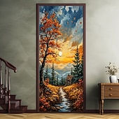 Недорогие Гаражные и дверные баннеры-Дверная крышка Наружные баннеры 森林 Эстетический Спальня Гостиная Входная дверь Украшения Стена Дверь Фон