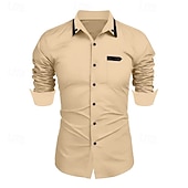 preiswerte Button-Down-Hemden für Herren-Herren Hemd Kleidhemd Einfach Formell Hochzeit Schwarz Weiß Wein Marineblau Langarm Umlegekragen Sommer Frühling Bekleidung