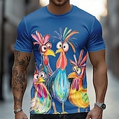 ieftine Tricouri cu imprimeu animal-Bărbați Cocoș Amuzant Tricou Manșon scurt Tricou Tipărire 3D Stil Nautic Cămașă Exagerat Designer Petrecere Concediu Albastru piscină Negru Mov Vară Primăvară Îmbrăcăminte S M L XL XXL XXXL