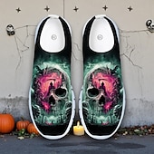 tanie Buty dla mężczyzn-Męskie trampki typu slip-on z nadrukiem czaszki ponurego żniwiarza – buty casualowe w stylu Halloween na imprezę, cosplay i do noszenia na ulicy