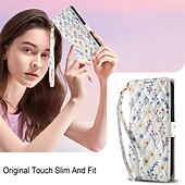 Недорогие Чехлы для iPhone-телефон Кейс для Назначение iPhone 16 Pro Max Plus 15 14 Pro Max Plus 16e 13 Pro Max Кошелек для карт Магнитный Разъем для карты Защита от удара Ретро Цветочный Цветочный ПК Кожа PU