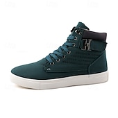 cheap Men&#039;s Sneakers-Men&#039;s Tan Faux Leather High-Top Sneakers with Lace-Up Design, Stylish Casual Shoes for Walking, Work and Weekend Outfits
