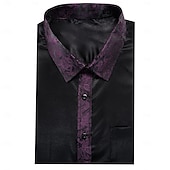 economico Camicie in raso da uomo-Per uomo Camicia Come la seta Camicia in raso Camicia casual Camicia con Bottoni Camicia da Ballo Semplice Formale Matrimonio Nero Manica Lunga Bavero Primavera &amp; Autunno Tutte le stagioni