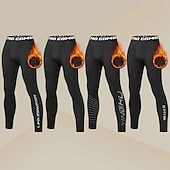billiga Löparbyxor och tights-Herr Kompressionsbyxor Baslager Fleecefodrade Leggings Hög midja Underdelar Gym Fritids- Träningspass Höst vinter Varm Basket Löpning Yoga Normal Sportkläder Sportkläder Solid färg Ren svart Svart