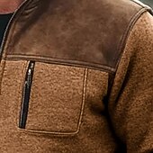 baratos Suéteres básicos-Homens Moletom Moletom com capuz Estacionar Moletom com zíper Verde Tropa Marron Cinzento Colarinho Clerical Tecido Patchwork Desportos e Ar livre Casual Diário Roupa de rua Legal Roupa de Esporte