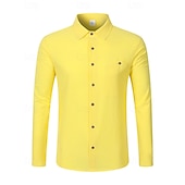 economico Camicie di lino-Per uomo Camicia Camicia di lino Camicia casual Camicia con Bottoni Camicia di cotone Semplice Vacanza Camicia hawaiana Nero Bianco Giallo Blu marino Manica Lunga Bavero Primavera Autunno
