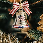 billiga Prydnader-Julgransprydnad i metall emalj för USA:s 250-årsjubileum, handgjord, hängande minnesdekor, frihetsklocka, julgransprydnad för samlare, patriotisk julgran, staket, uteplats