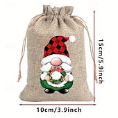 tanie Pakowanie prezentów-Zestaw 12 świątecznych torebek prezentowych z juty z losowymi świątecznymi wzorami, małe woreczki na upominki, idealne na święta Bożego Narodzenia i Nowy Rok