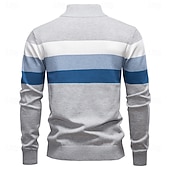 abordables Pulls et cardigans élites pour hommes-Homme Pull Tricoter Hauts Réguliers Demi-zip Bandes Rayé Col montant ancien Frais École Vacances Vêtement Tenue Printemps Automne Noir Violet S M L