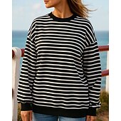 levne Mikina a svetr-Dámské Mikina s kapucí Ležérní topy Dlouhý rukáv Vrchní část oděvu Oblečení na atletiku Podzim S proužky Módní Venkovní Cestování sportovní oblečení Sportovní oděvy Černá Bílá Světlá růžová