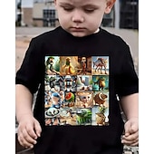お買い得  男の子の3D動物-男の子用おもしろイタリアンブレインロットグラフィックTシャツ - 軽量で伸縮性のある生地を使用した軽量ストレッチTシャツ。4～12歳向け。普段使いにぴったりのカジュアルTシャツ。 &amp;誕生日パーティーの衣装、子供用夏シャツ、遊び心のある子供用アプリ