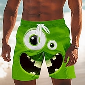 abordables Retro Vintage &amp; Ética-Hombre Dibujo 3D Cara de la sonrisa Ojos grandes Boxers de Natación Pantalones de Natación Pantalones de Surf Media cintura Gracioso Exterior Vacaciones Uso Diario Bolsillos laterales Forro de malla