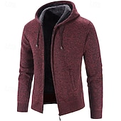 preiswerte Herren Strickjacke-Herren Pullover Kleid Pullover Strickjacke Reißverschluss-Pullover Strickpullover Gerippt Stricken Normale Oberteile Gestrickt Gerippt Einfach Mit Kapuze Mode Schals Geschäft Lässig Bekleidung Herbst