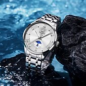 halpa Kvartsikellot-Uusi Olevs miesten business-kello, jossa on valoisa kalenterinäyttö, kvartsikello on muodikas, trendikäs ja rento sekä vedenpitävä miesten urheilukello.