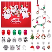 cheap Advent Calendar-Christmas Advent Calendar Bracelets 2025 for Girls, 24 Days DIY Jewelry Making Kit with 22 Charm Beads and 2 Adjustable Bracelets, Xmas Countdown Gift for Kids Teens Women