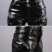 economico pantaloni casual-Per uomo Pantaloni in ecopelle A cordoncino Tinta unita All'aperto Sport Lunghezza intera Feste Informale Di tendenza Informale Nero Rosso Anelastico