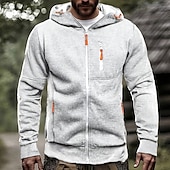 preiswerte Basic-Hoodies für Herren-Herren Kapuzensweatshirt Vollreißverschluss-Kapuzensweatshirt Schwarz Weiß Wein Armeegrün Marineblau Mit Kapuze Einfach Reißverschluss Tasche Sport &amp; Outdoor Täglich Ferien Polyester Streetwear Basic