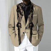 billiga Mäns tryckta kavajer-Halloween Herr Kavaj Utomhus Gata Ledigt Ledigt vardag Brittisk Alla årstider 100% Polyester Skelett 3D-utskrift Knappar Håller värmen Bekväm Enkelknäppt Blazer Vit Brun