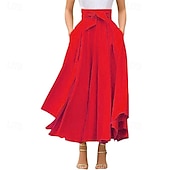 ieftine Fuste simple-Pentru femei Fustă Leagăn Modă Casual Maxi Talie Înaltă Fuste Tiv neregulat Micro-elastic Casul / Zilnic Sfârșit de săptămână Negru Alb Roșu-aprins Portocaliu Vară Poliester