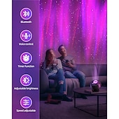 economico luci del proiettore della galassia stella-proiettore aurora boreale 15 combinazioni proiettore galassia 60 effetti luce proiettore stella per camera da letto luce notturna con telecomando altoparlante bluetooth timer
