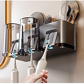 abordables Porte-brosse à dents-Porte-brosse à dents à ventouse avec tasses, étagère de salle de bain, porte-brosse à dents, organisateur de douche, brosse à dents murale, organisateur de salle de bain, organisateur de brosse à