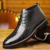 abordables Bottines-Bottines en similicuir bleu à motif crocodile pour homme – Chaussures habillées à lacets pour les événements professionnels et en soirée