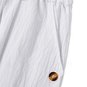 cheap Home-Men's Linen Pants Trousers Summer Pants Baggy Pants Beach Pants Drawstring Elastic Waist Buttons Plain Comfort Breathable Full Length Casual Daily Home Vacation Fashion Loose Fit Black White