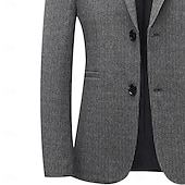 abordables Blazer-Homme Veste blazer Blazer en Tweed Col cranté Léger Couleur Unie Blazer Kaki Grise Coupe sur mesure à boutonnage simple à 2 boutons