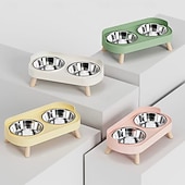 economico Utensili e gadget da cucina-stazione di alimentazione rialzata per animali domestici con doppie ciotole, ciotola alta per acqua e cibo, acciaio inossidabile, vari colori per gatti e cani