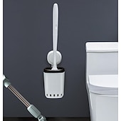 halpa Vessaharja-Taili-wc-harja seinälle kiinnitettäväksi, imukuppimallinen wc-harja silikoniharjaksilla wc-harja ja pidike tuuletetulla pidikkeellä wc-puhdistusharja