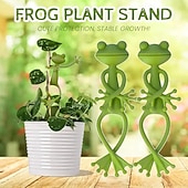 economico Giardinaggio-Supporti per piante a forma di rana verde da 2/4 pezzi, supporto robusto per piccole piante in vaso e succulente, grazioso decoro da giardino per balconi e spazi interni, design a risparmio idrico,