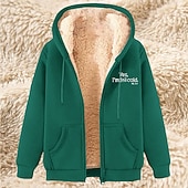 baratos Moletom com capuz de lã-Homens Full Zip Hoodie Moletom com zíper Casaco de lã Moletom de lã Adamascado Preto Vinho Vermelho Azul Com Capuz Tecido Letra Estampas Abstratas Zíper Bolsos Casual Diário Para Noite Poliéster