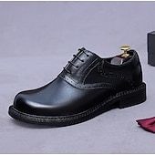 tanie Klasyczne Buty Eleganckie-Męskie skórzane półbuty wizytowe typu oxford – pierwsza warstwa skóry bydlęcej, klasyczny design typu brogs, sznurowane, formalne buty biznesowe do biura, na wesela i do profesjonalnego stroju